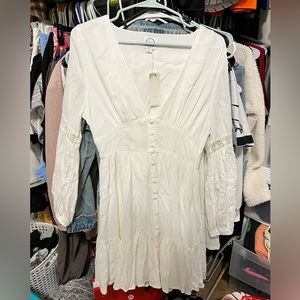 Boho white long sleeve dress